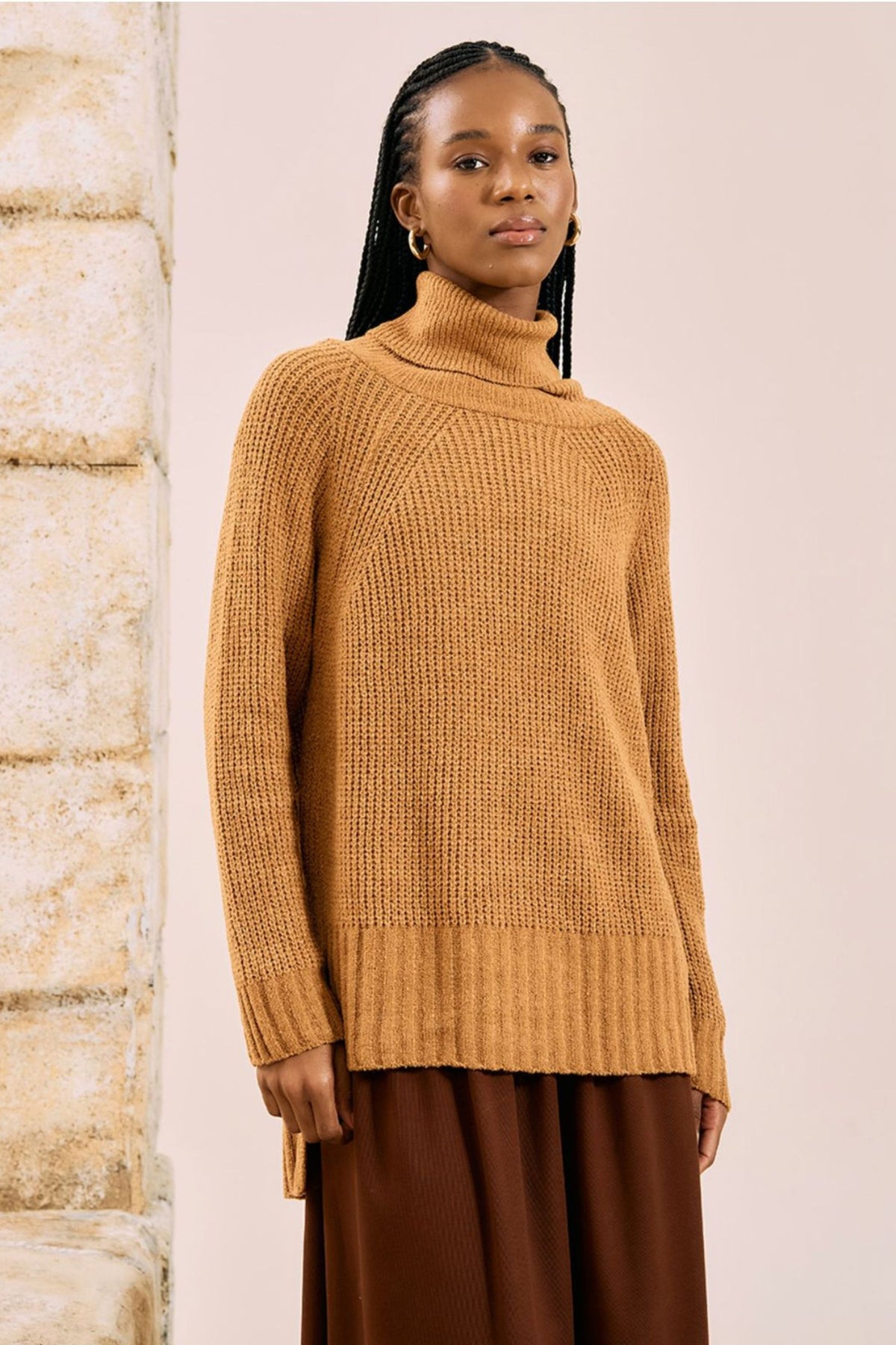 Blusa Tricot Oversized Gola Alta