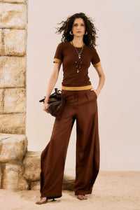 Blusa Canelada Slim Marrón