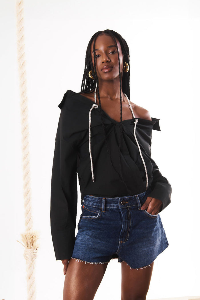 Short Jeans Denim Comfy con Basta Deshilachada OPEN