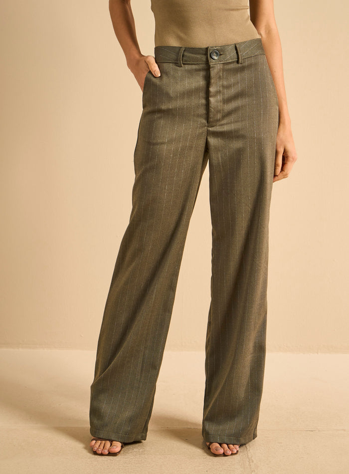 Pantalón de Sastrería Femenino Rayado Metalizado Forum