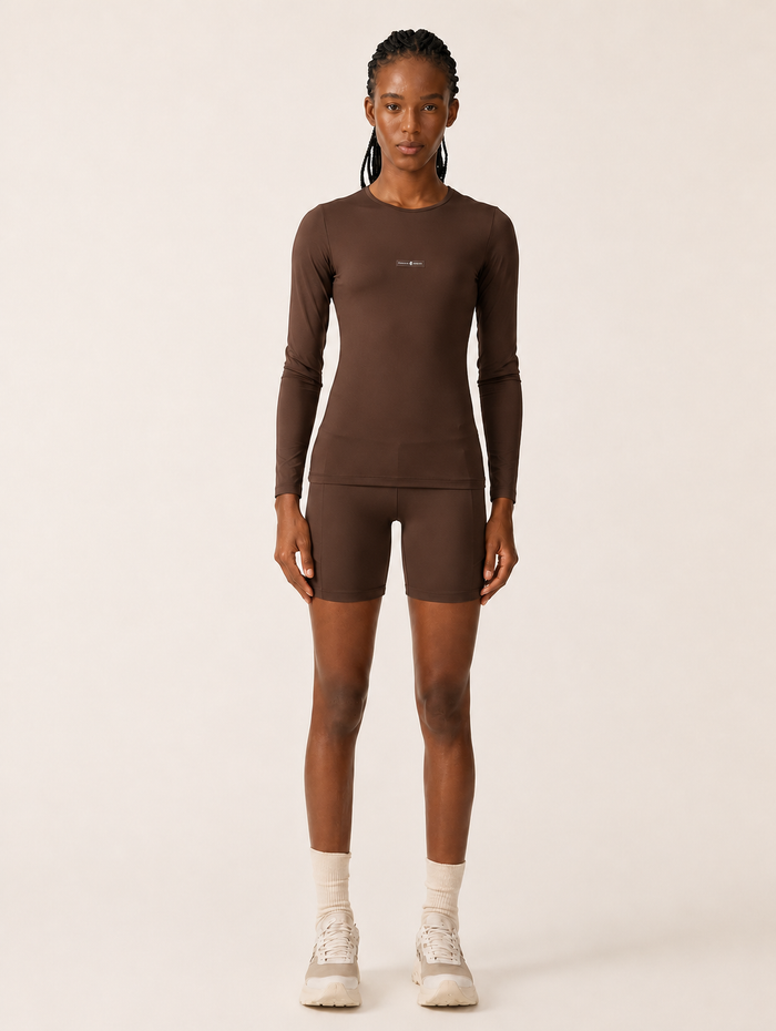 Blusa Deportiva Manga Larga Ajustada Colcci Sport Marrón