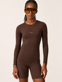 Blusa Deportiva Manga Larga Ajustada Colcci Sport Marrón