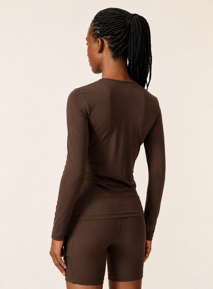 Blusa Deportiva Manga Larga Ajustada Colcci Sport Marrón