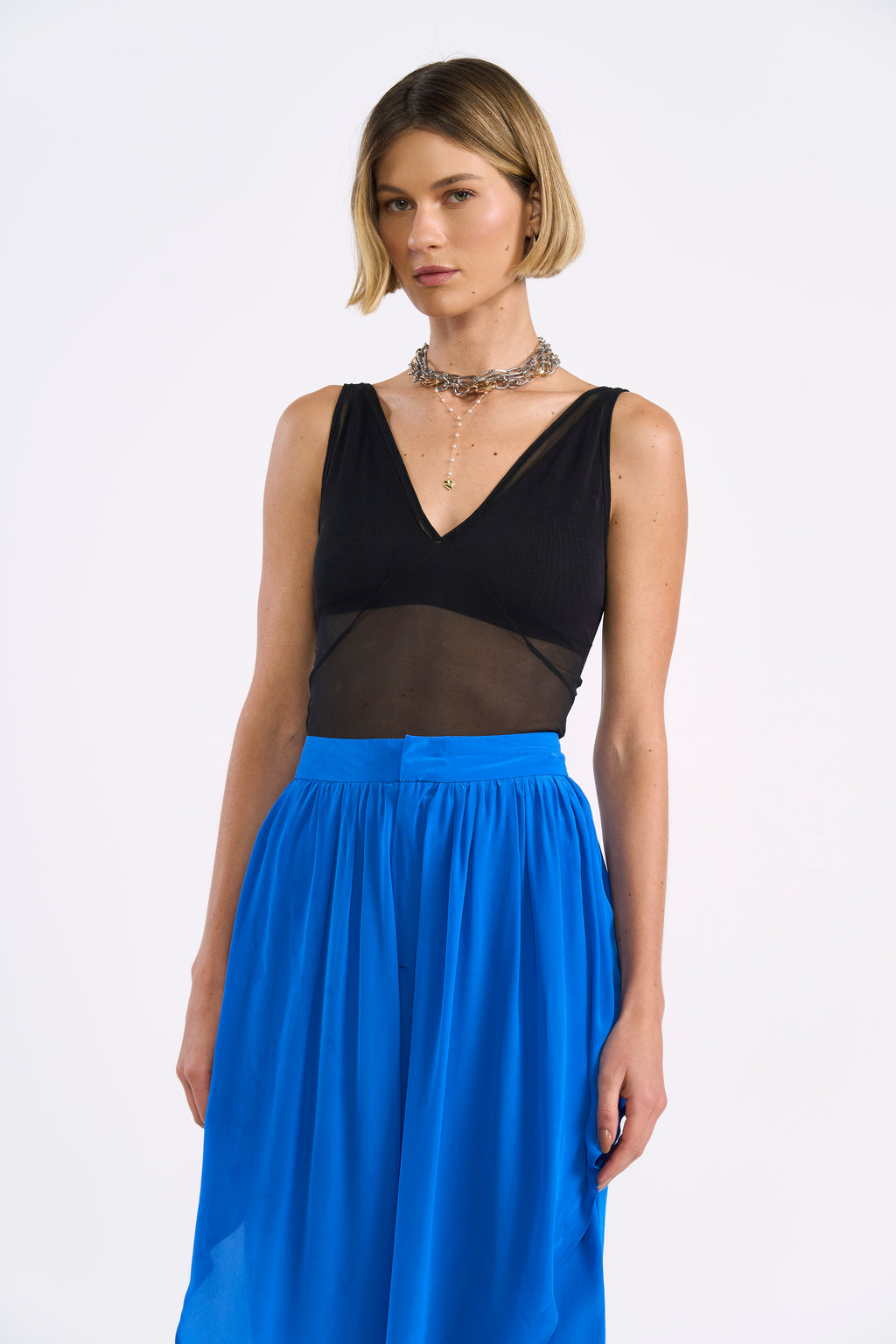 Blusa Ajustada con Transparencia en Tul Colcci