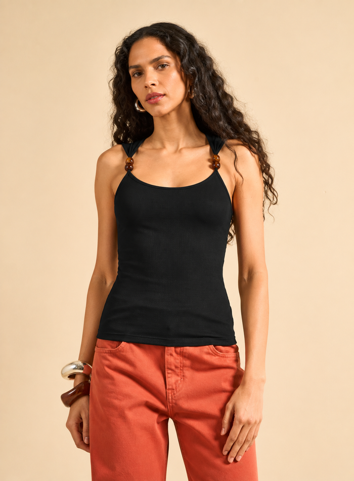 Polera Acanalada Mujer con Detalle en Tirantes Forum