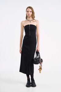 Vestido Midi Strapless con Cierre Frontal Colcci