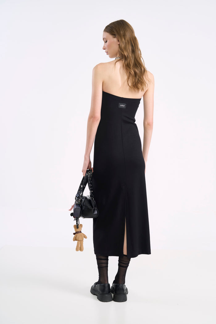 Vestido Midi Strapless con Cierre Frontal Colcci