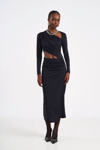 Vestido Midi con Recortes y Fruncido Colcci