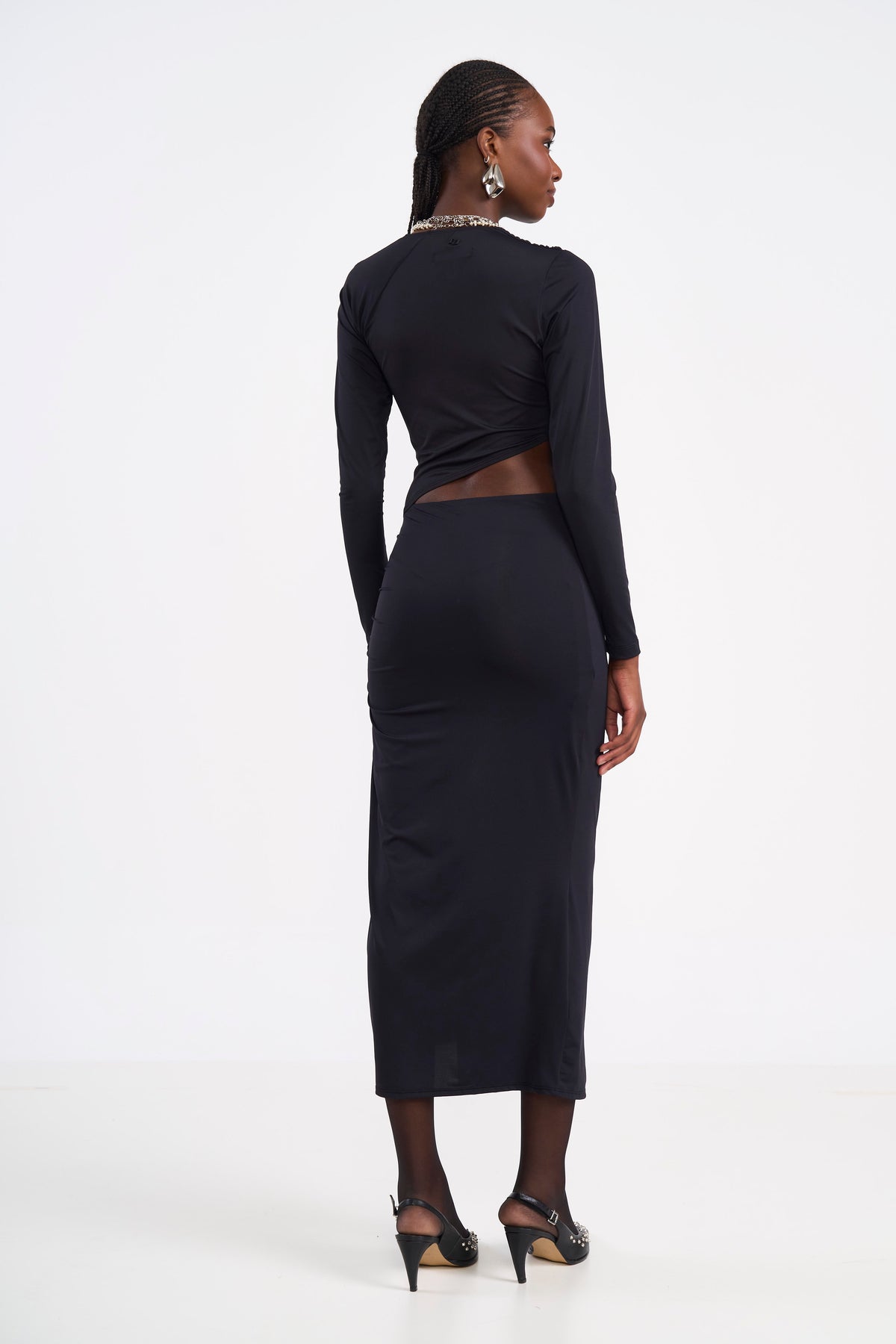 Vestido Midi con Recortes y Fruncido Colcci