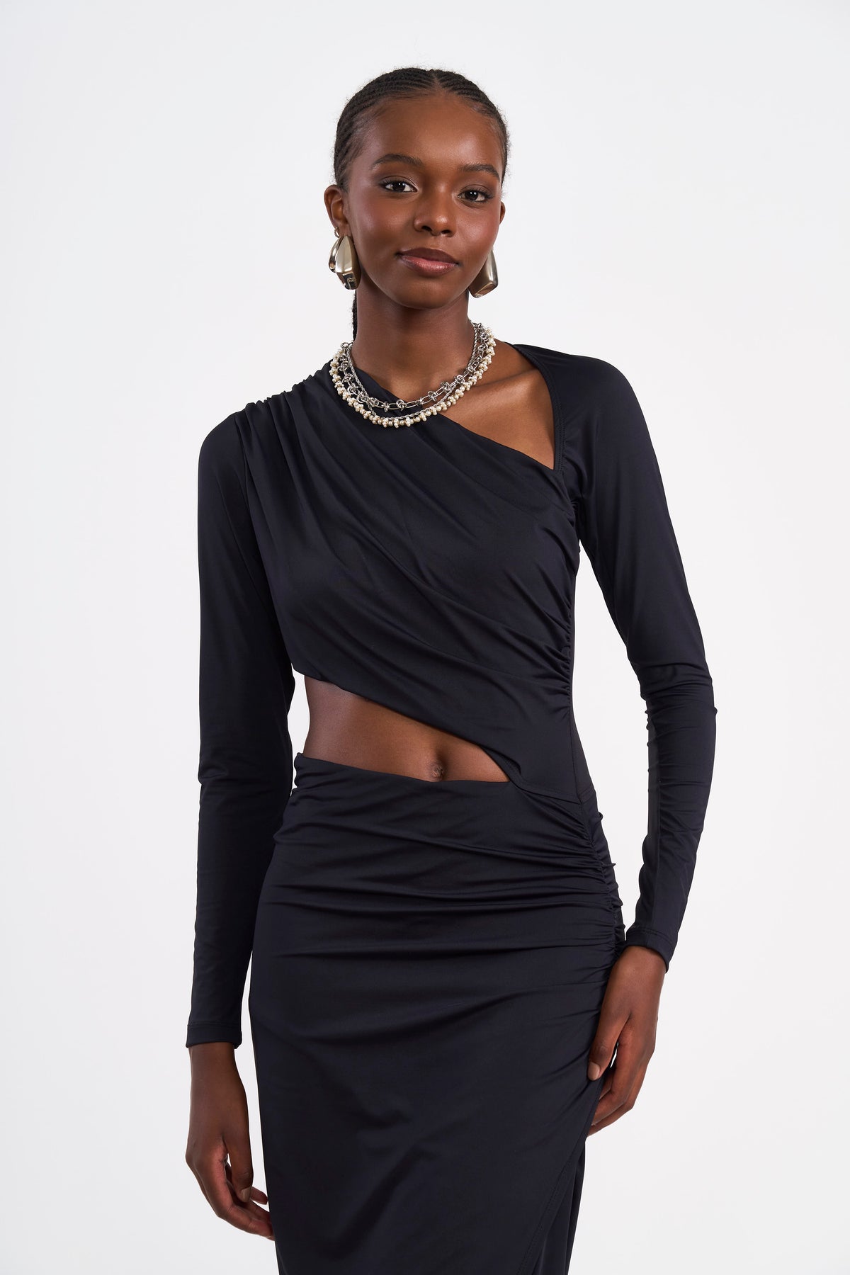 Vestido Midi con Recortes y Fruncido Colcci