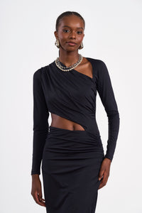 Vestido Midi con Recortes y Fruncido Colcci
