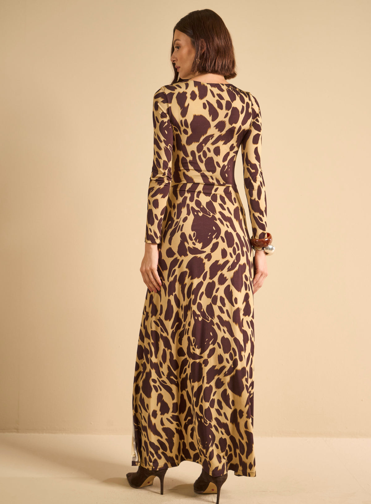 Vestido Midi Animal Print Fruncido Selva Urbana Forum
