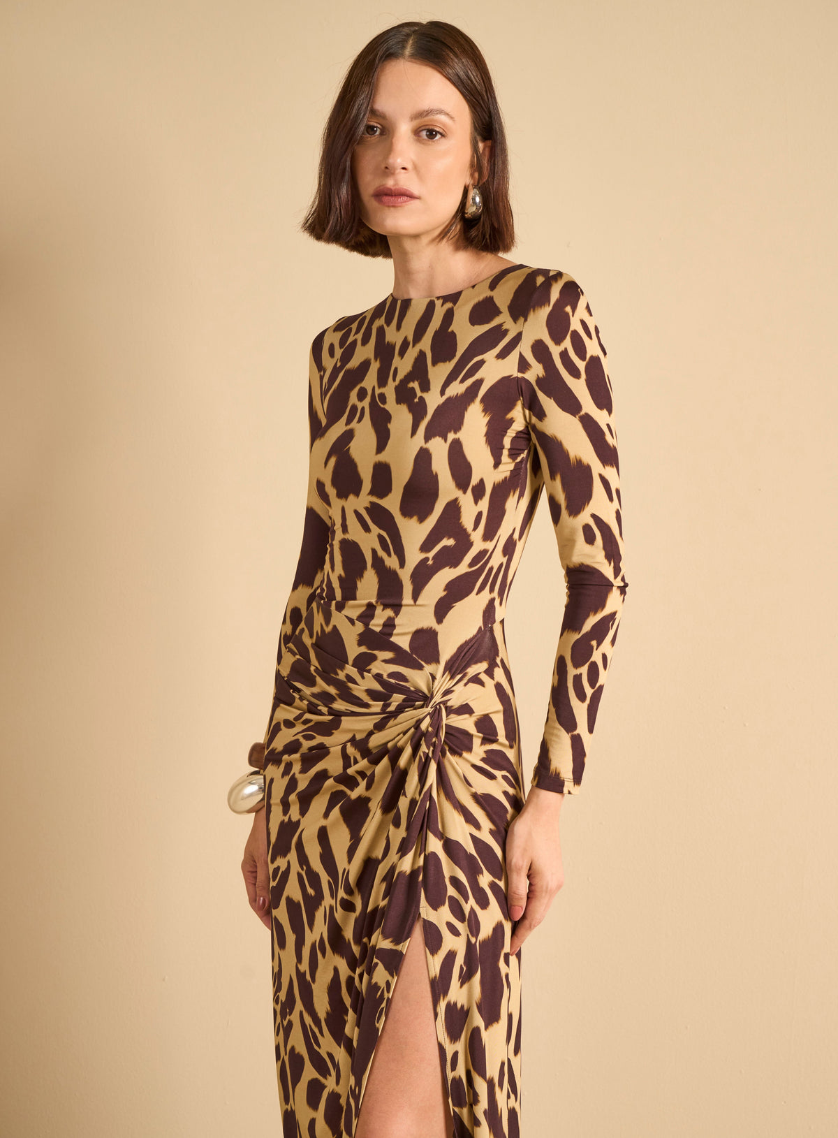 Vestido Midi Animal Print Fruncido Selva Urbana Forum