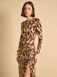 Vestido Midi Animal Print Fruncido Selva Urbana Forum