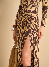 Vestido Midi Animal Print Fruncido Selva Urbana Forum