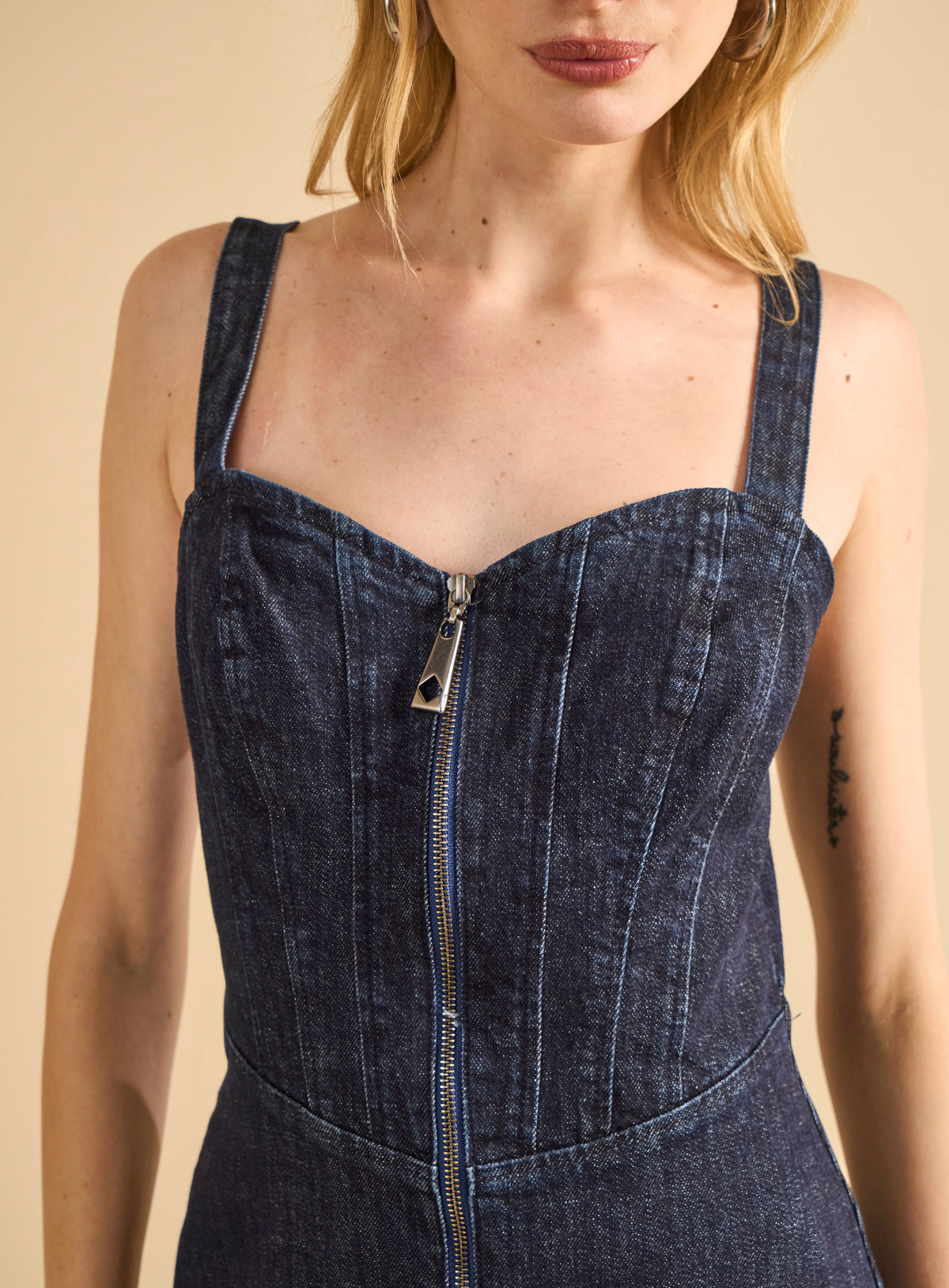 Vestido Largo Jeans Mujer Corset Frontal Forum