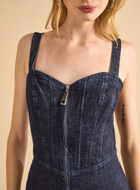 Vestido Largo Jeans Mujer Corset Frontal Forum