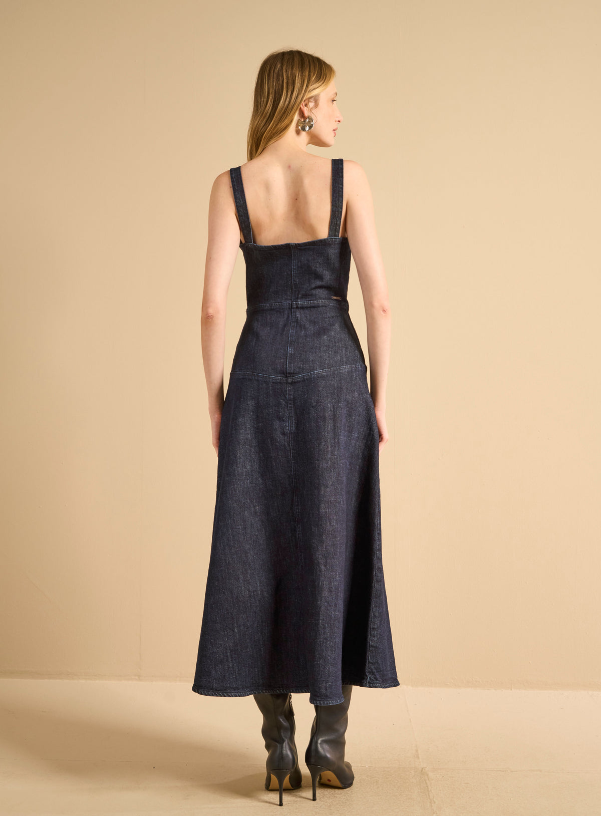 Vestido Largo Jeans Mujer Corset Frontal Forum