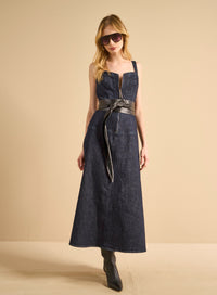 Vestido Largo Jeans Mujer Corset Frontal Forum
