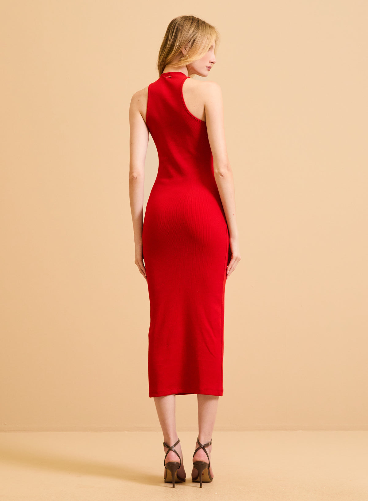 Vestido Midi Acanalado Ajustado con Escote Cruzado – Forum