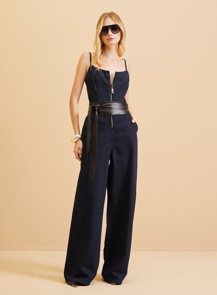 Enterito Jeans Wide Leg con Corset Forum Mujer