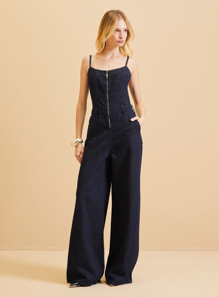 Enterito Jeans Wide Leg con Corset Forum Mujer