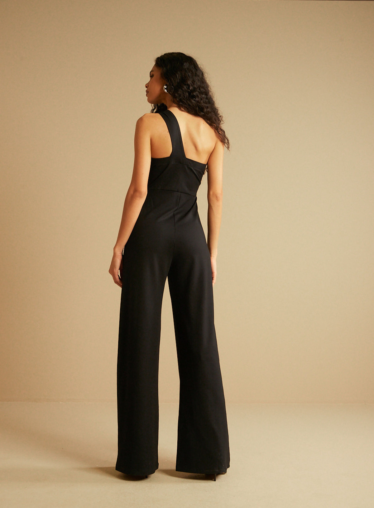 Enterito Largo Negro Mujer Un Hombro Wide Leg Forum