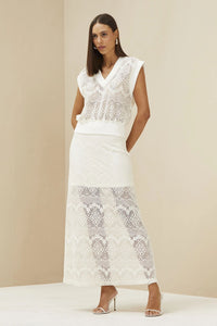 Falda Midi con Encaje y Transparencia – FORUM