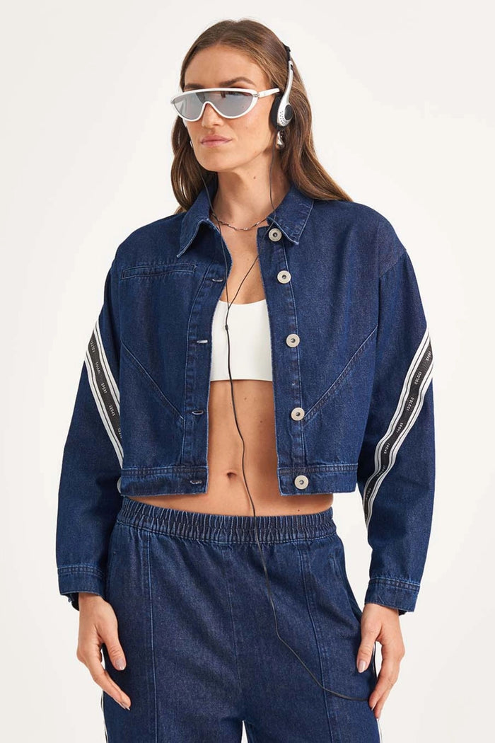 Chaqueta Jeans Feminina Loose con Listras – HARMONY