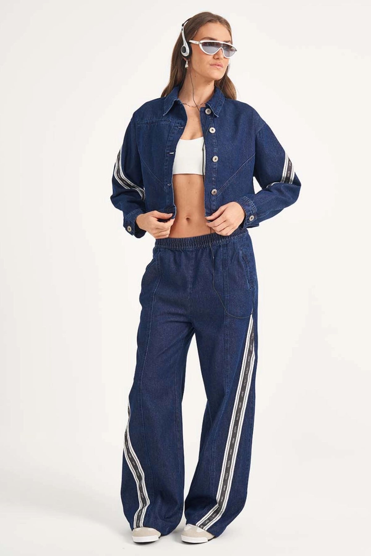 Chaqueta Jeans Feminina Loose con Listras – HARMONY