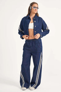 Chaqueta Jeans Feminina Loose con Listras – HARMONY