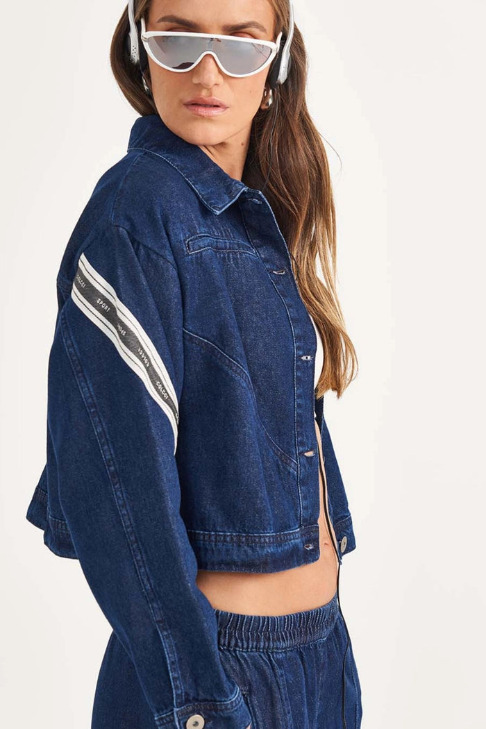 Chaqueta Jeans Feminina Loose con Listras – HARMONY