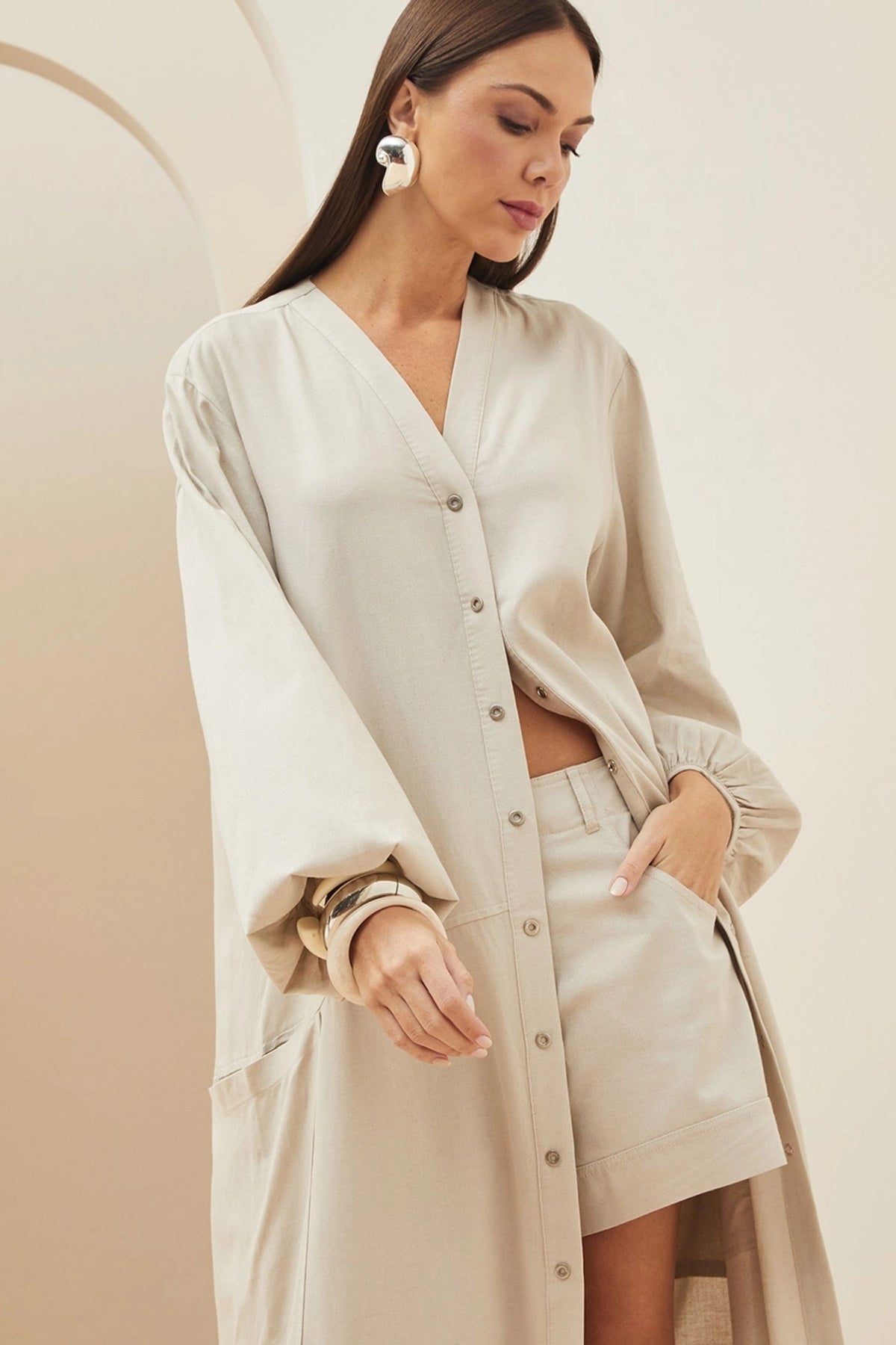 Chemisier en Lino Manga Larga FORUM