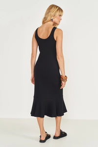 Vestido Midi Slim Canelado Peplum