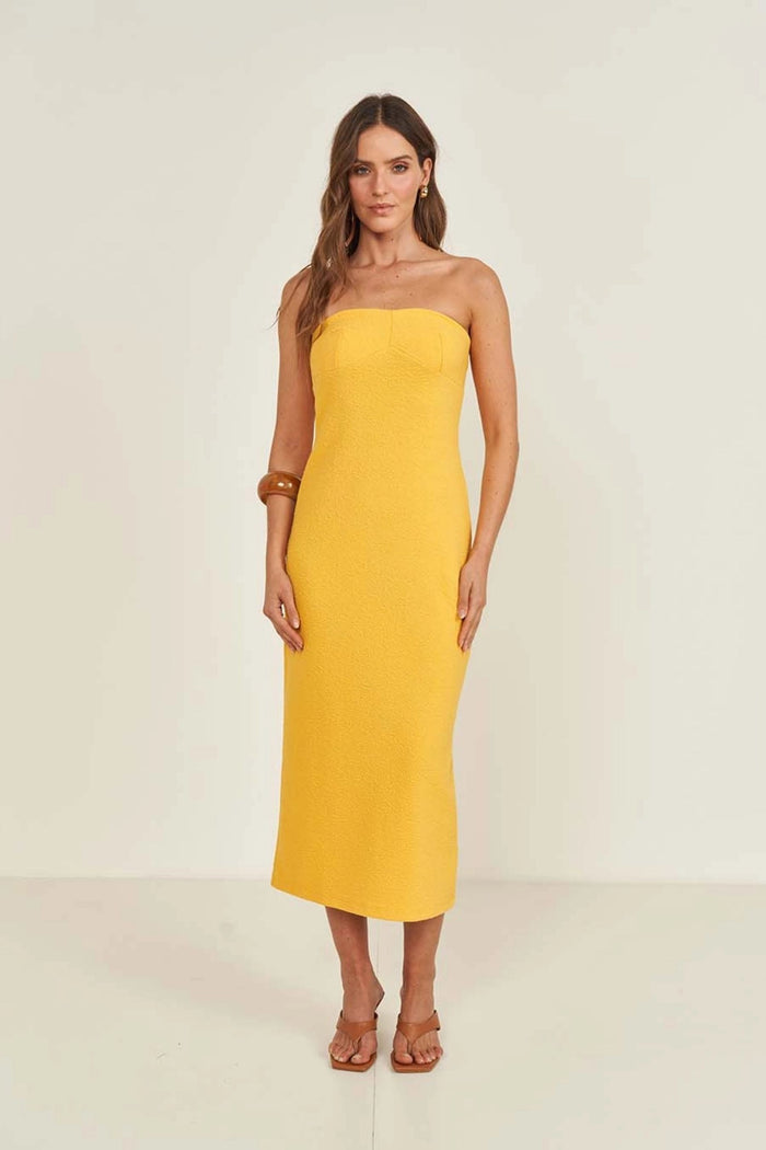 Vestido Colcci Midi Strapless Texturizado