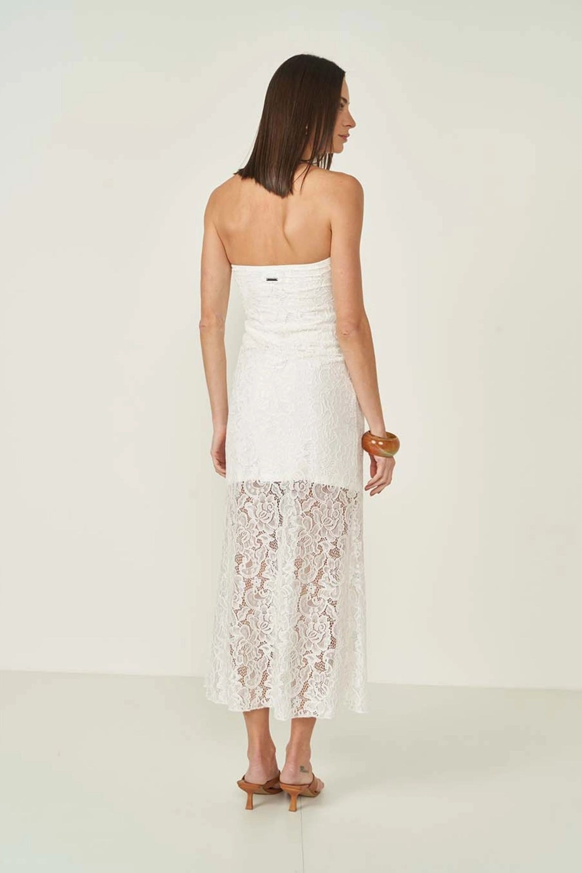 Vestido de Renda Slim Midi