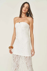 Vestido de Renda Slim Midi