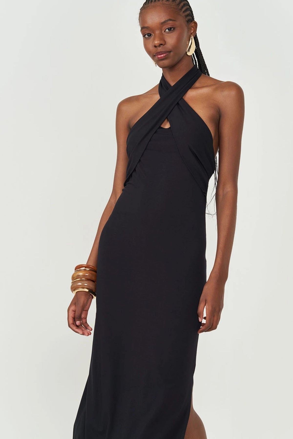 Vestido Midi Slim Frente Única