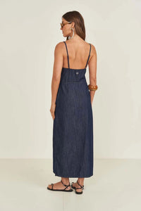 Vestido Jeans Midi Slim con Tirantes