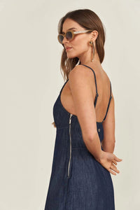 Vestido Jeans Midi Slim con Tirantes