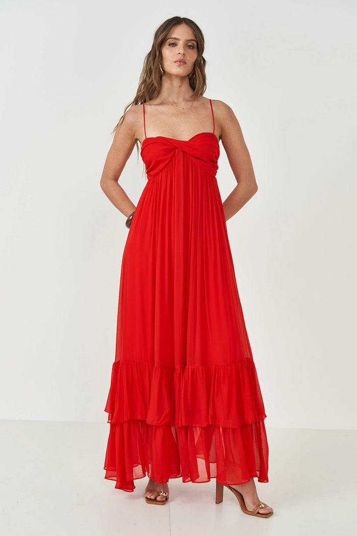 Vestido Largo Comfort con Volantes