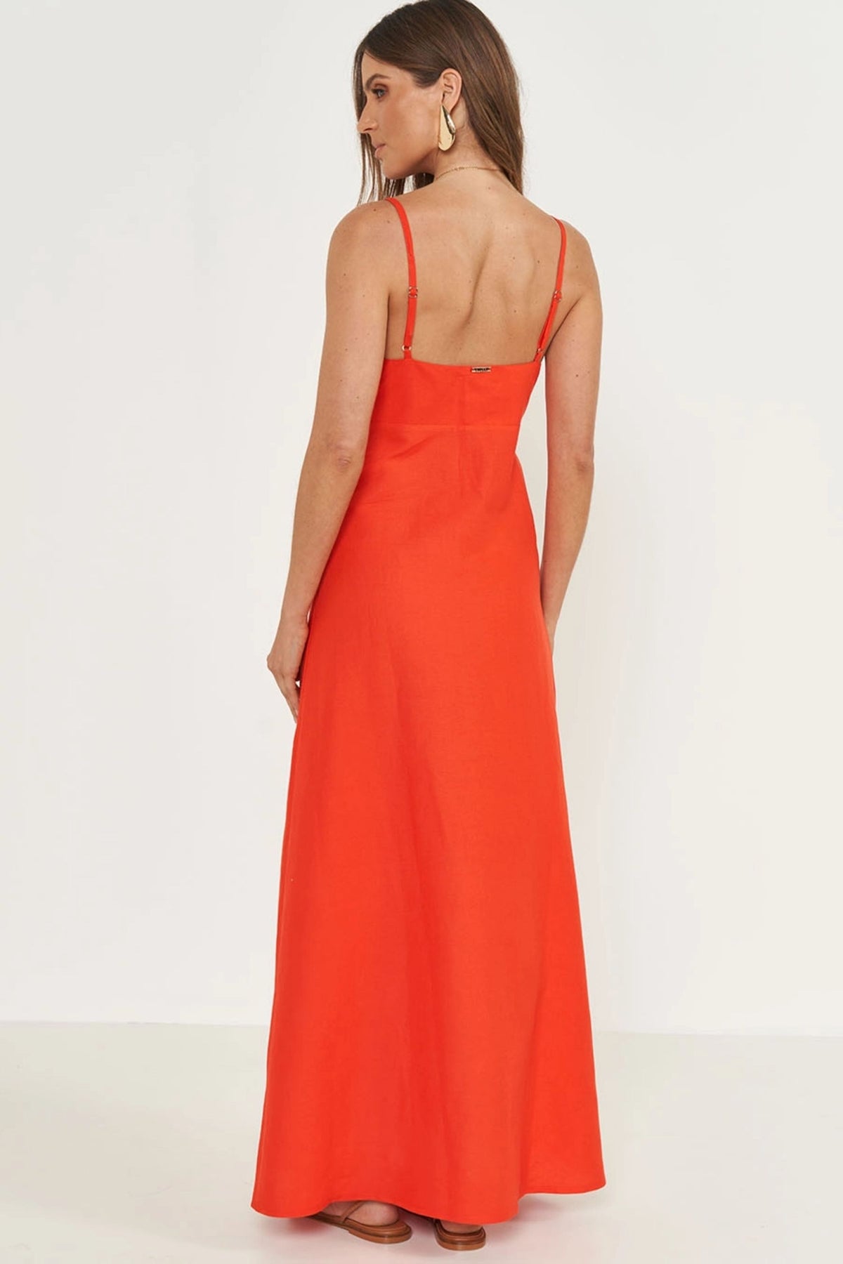 Vestido Largo Fluido de Viscosa y Lino