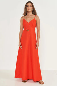 Vestido Largo Fluido de Viscosa y Lino