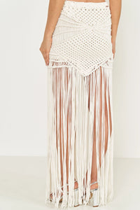 Falda Midi de Macramé con Flecos