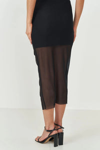 Falda Midi de Tul con Fruncido