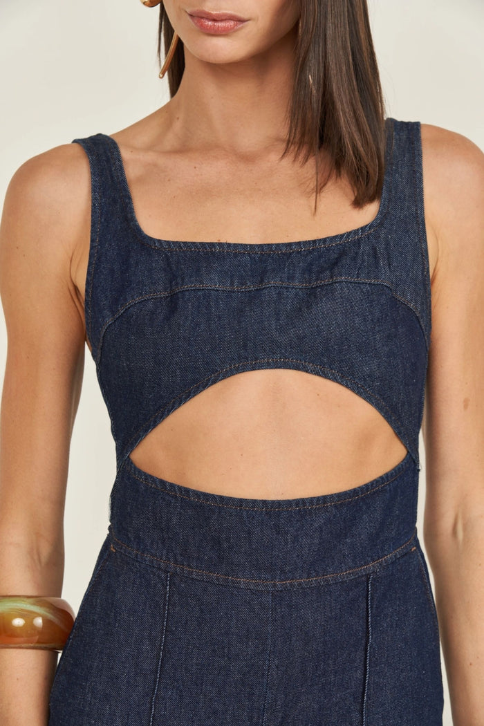 Enterito Jeans con Recorte Frontal