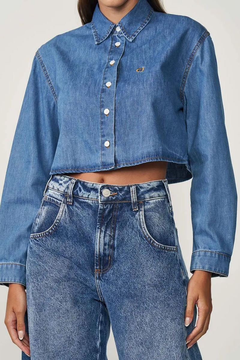 Camisa Jeans Femenina Loose Índigo – Colcci