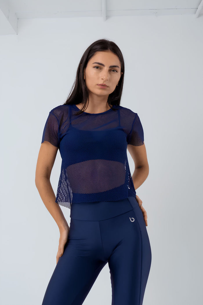 Blusa Cropped Spot Trevos BRO Fitwear Azul Marino