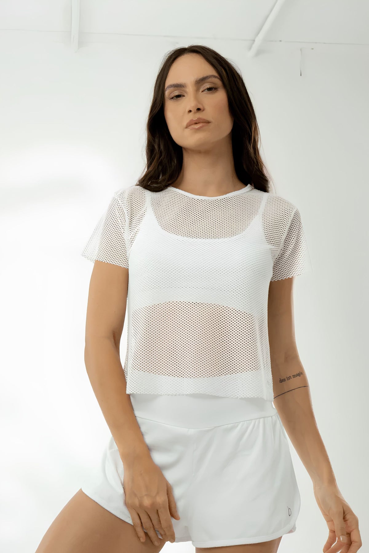 Blusa Cropped Spot Trevos BRO Fitwear Blanco