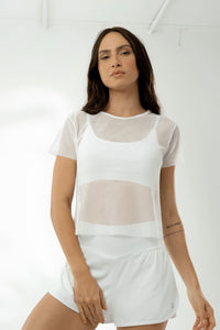 Blusa Cropped Spot Trevos BRO Fitwear Blanco
